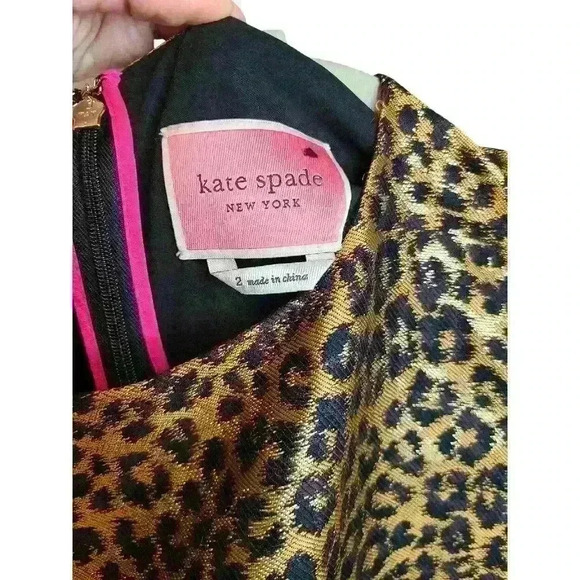 Kate Spade Leopard Lurex Jacquard Taxi Dress Size 2 NWOT - Picture 5 of 10